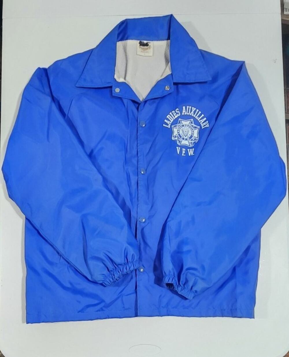 Vintage Ladies Auxilary VFW Coat Jacket Blue Womens Auburn Sportswear Made Usa